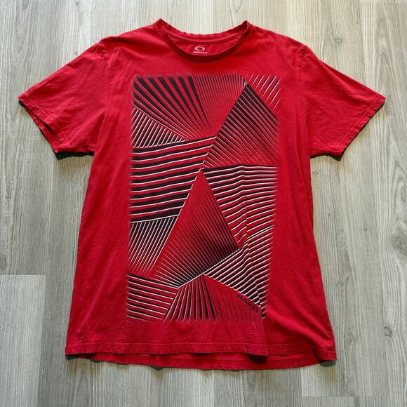 Men's Vintage 2000's Y2k Oakley Sportswear Red Black Graphic Tee Shirt Sz XL - Picture 1 of 5